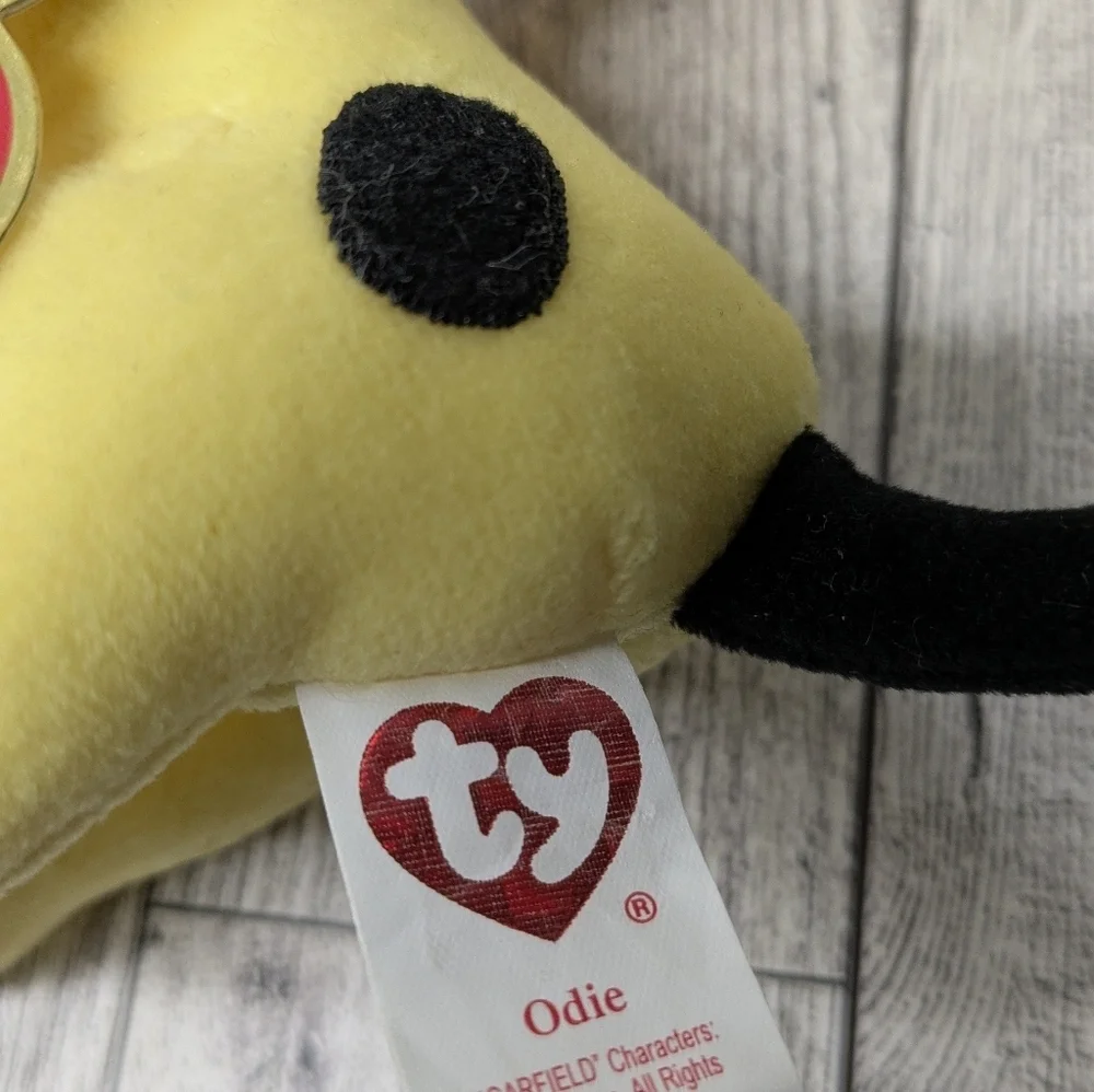 Ty  Odie Yellow and Brown Dog Plush with Red Tongue